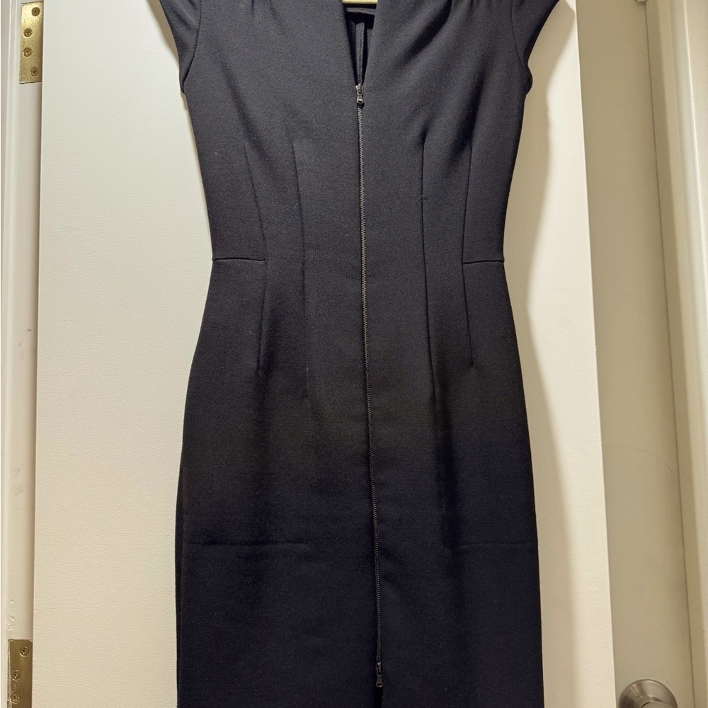 L'AGENCE Zip-Front Black Sheath Dress